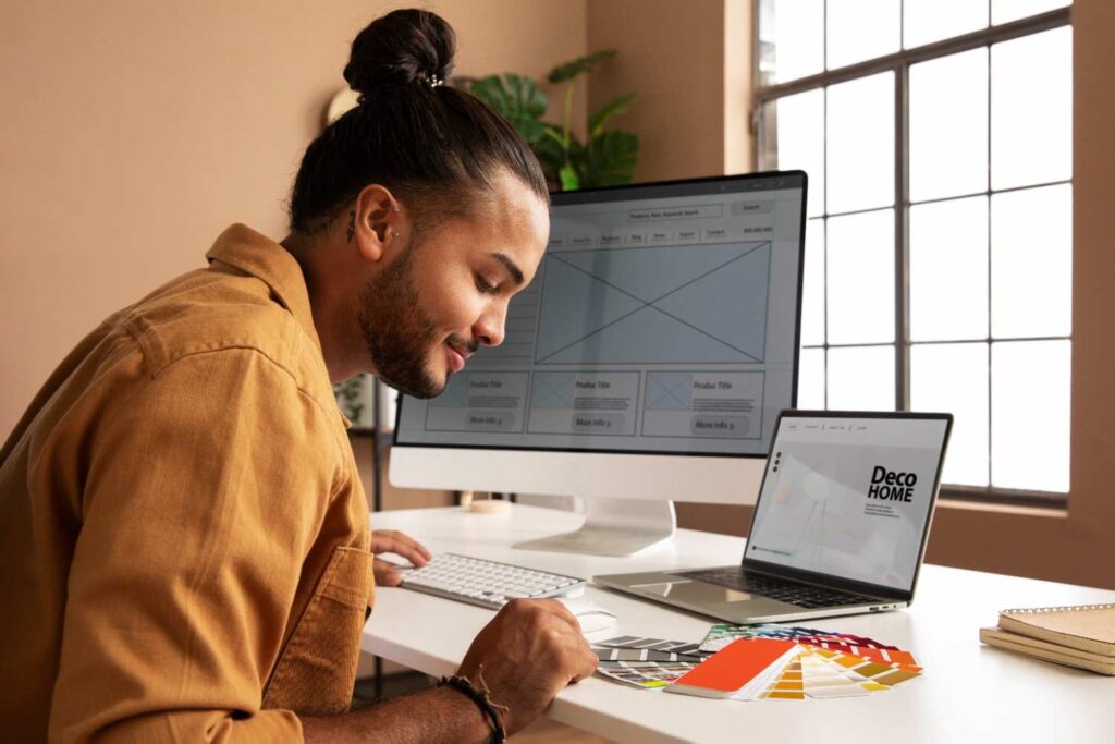 young entrepreneur sketching a website design