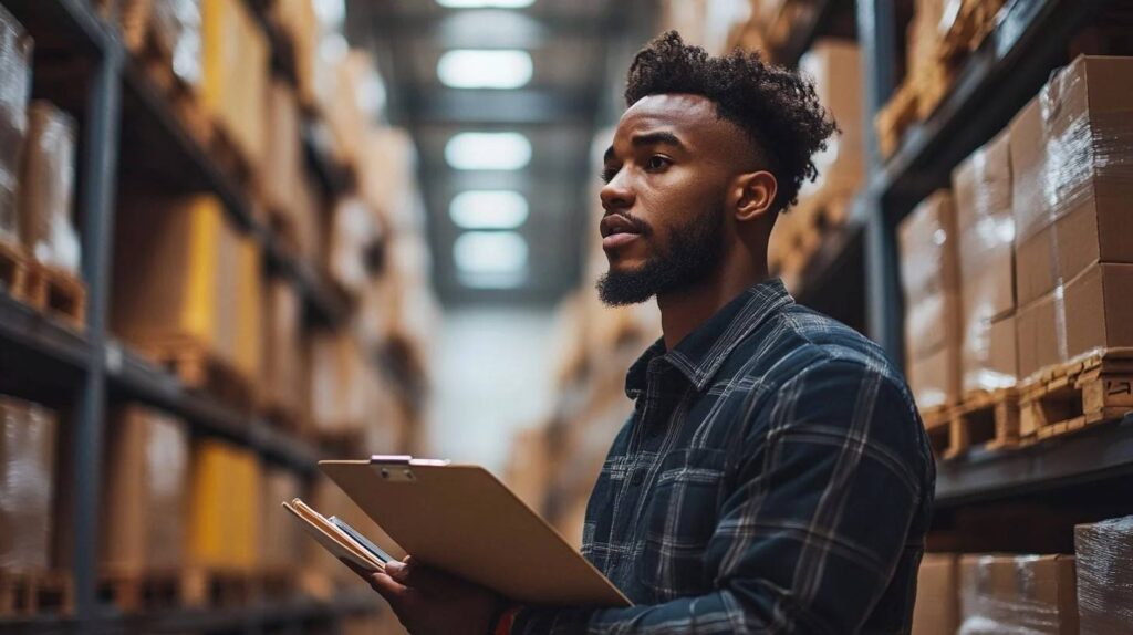 An Entrepreneur exploring the profitable business ideas in nigeria 2025- managing imported goods and updating online store for sales